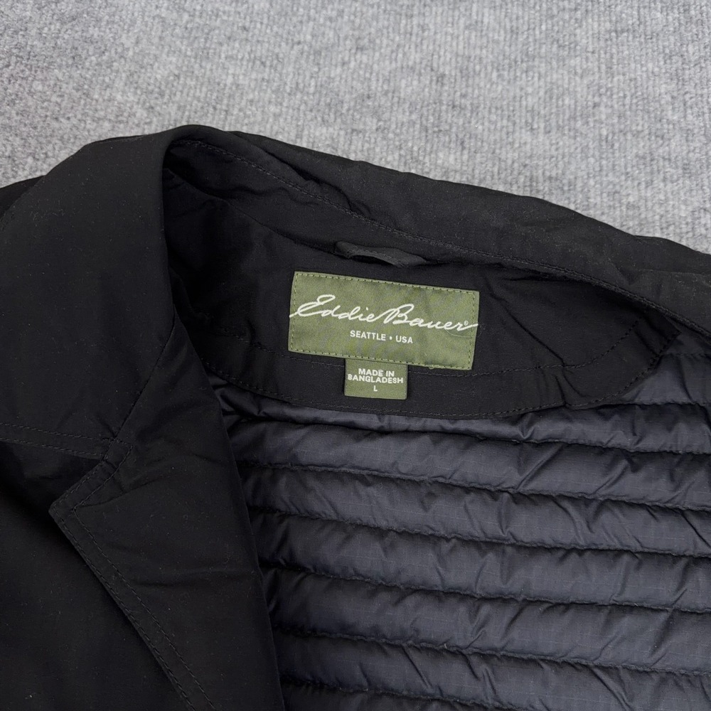 Eddie Bauer Jacket Men Large Overcoat Trench Coat 550 Down Fill Liner Button Up - Picture 3 of 14